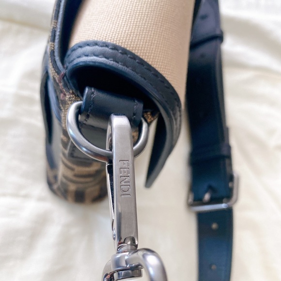 Fendi Baguette Jacquard FF Logo Canvas Convertible Crossbody Belt Bag - Picture 3 of 16